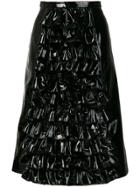 Christopher Kane Front Ruffle Patent Leather Skirt - Black