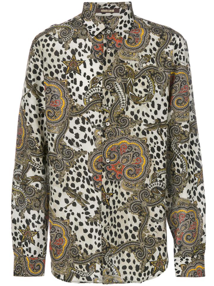Roberto Cavalli Leopard Paisley Print Shirt - White