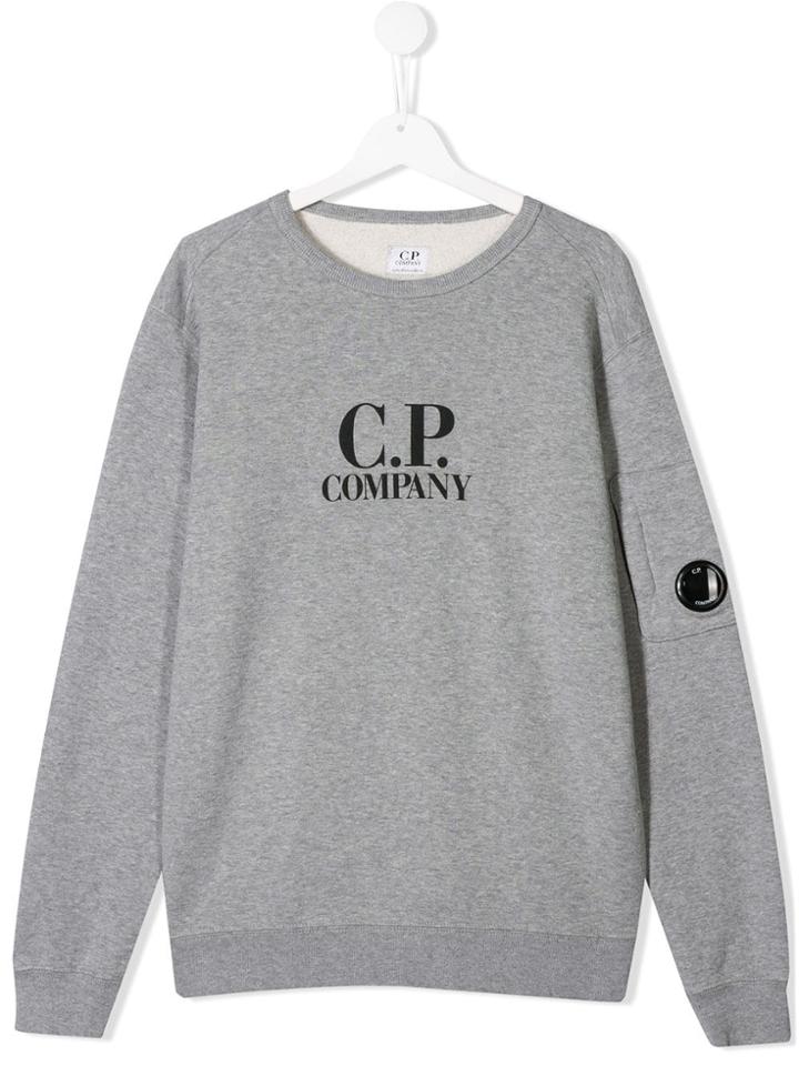 Cp Company Kids Logo Printed Sweater - Grey