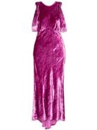 Attico Asymmetric Velvet Midi Dress - Pink & Purple