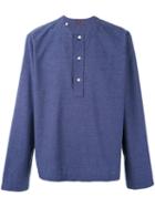 Mp Massimo Piombo - Henley Shirt - Men - Cotton/polyester - S, Blue, Cotton/polyester