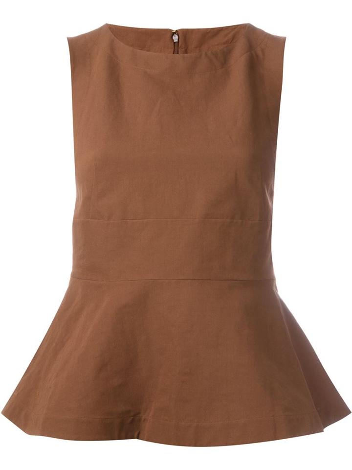 Marni Peplum Top, Women's, Size: 40, Brown, Linen/flax/viscose/spandex/elastane