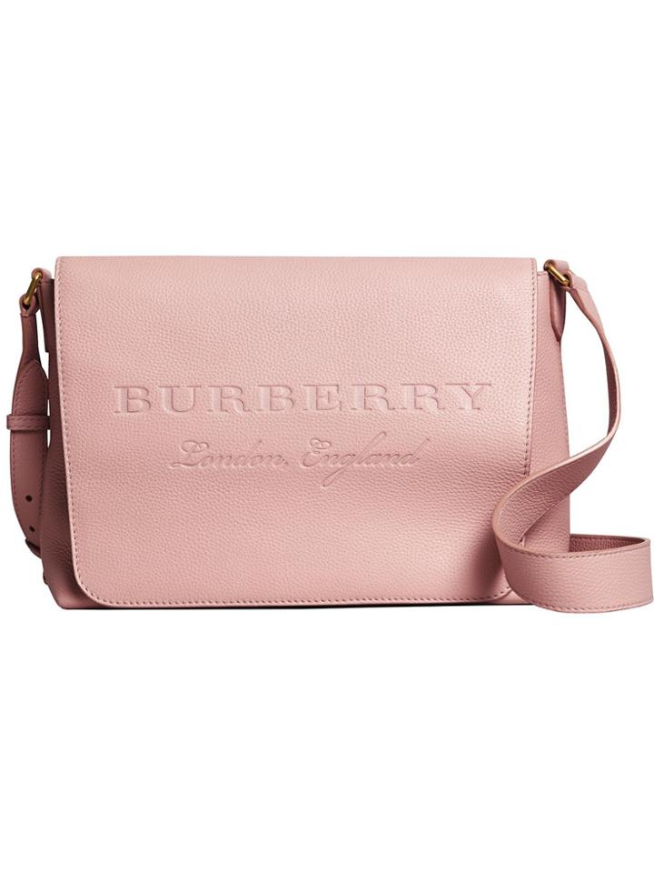 Burberry Medium Embossed Messenger Bag - Pink & Purple