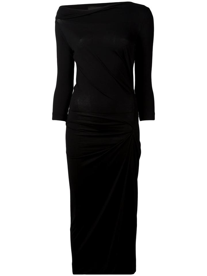 Vivienne Westwood Anglomania Gathered Waist Midi Dress, Women's, Size: Large, Black, Lyocell/spandex/elastane
