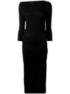Vivienne Westwood Anglomania Gathered Waist Midi Dress, Women's, Size: Large, Black, Lyocell/spandex/elastane