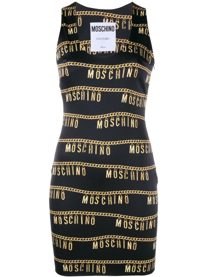 Moschino Logo Chain Print Dress