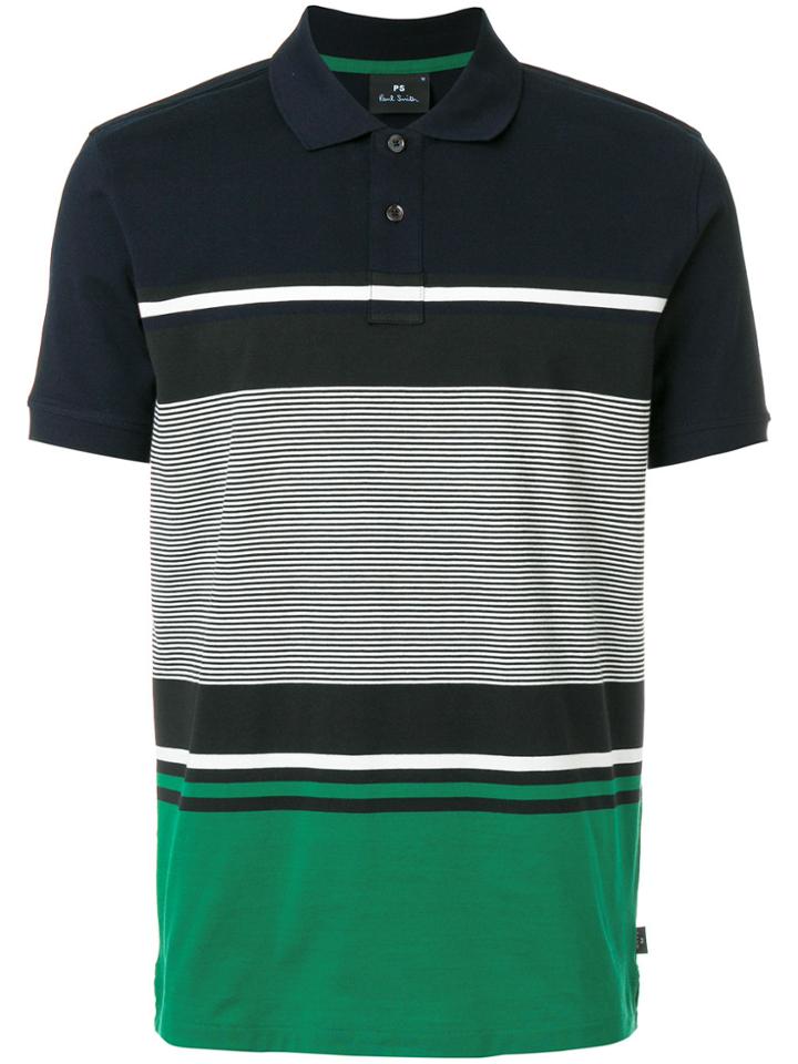 Ps By Paul Smith Panelled Polo Shirt - Blue