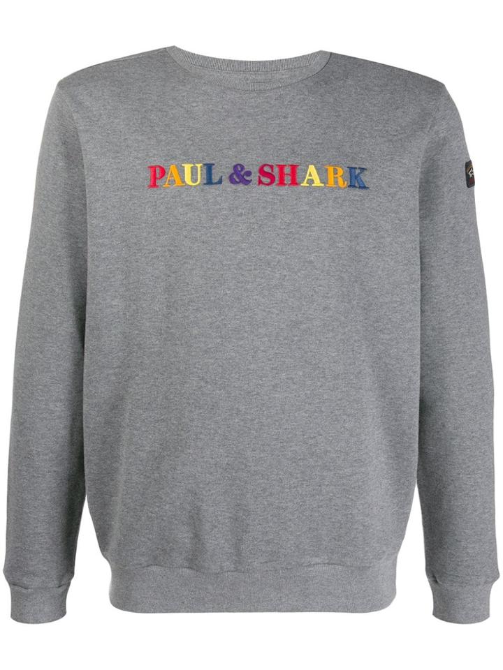Paul & Shark Logo Embroidered Sweater - Grey