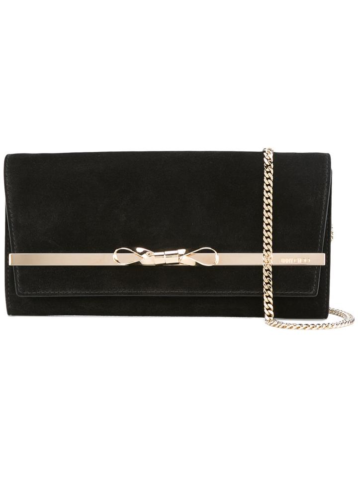 Jimmy Choo Gold-tone Chain Clutch, Women's, Black, Calf Leather