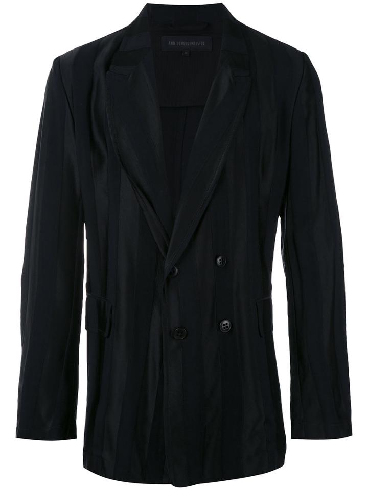 Ann Demeulemeester Grise - Striped Double Breasted Blazer - Men - Rayon/wool - Xxs, Black, Rayon/wool