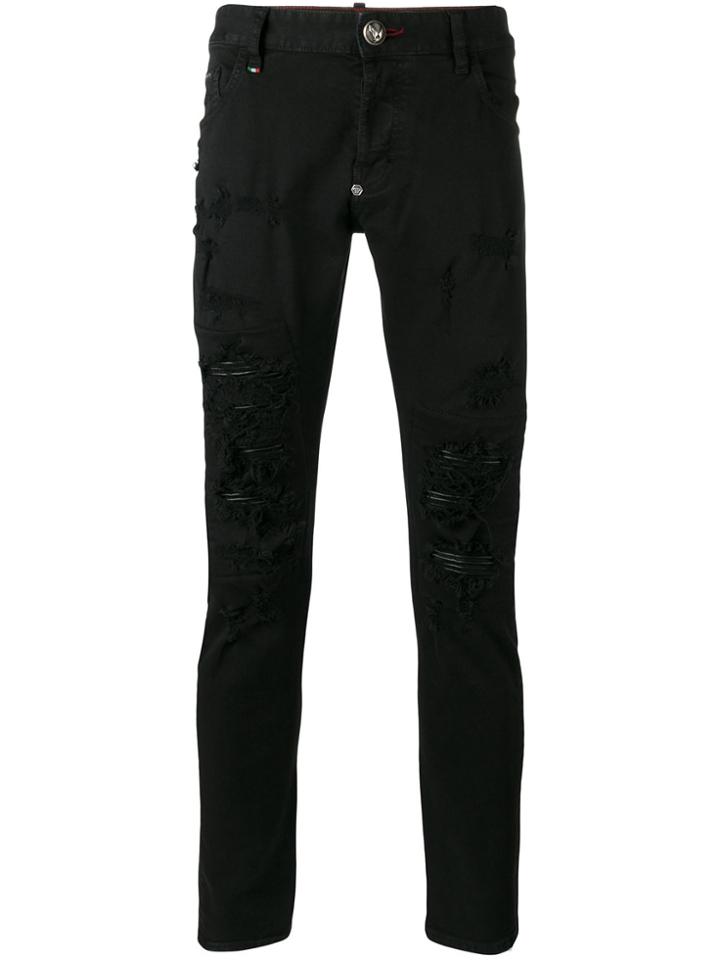 Philipp Plein Distressed Skinny Jeans - Black