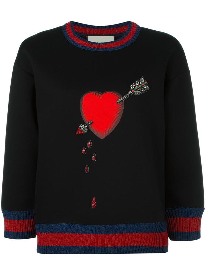 Gucci Heart Sweatshirt, Women's, Size: Medium, Black, Cotton/polyester/silk