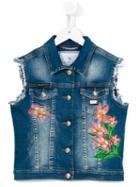 Philipp Plein Kids Embroidered Denim Gilet, Girl's, Size: 12 Yrs, Blue