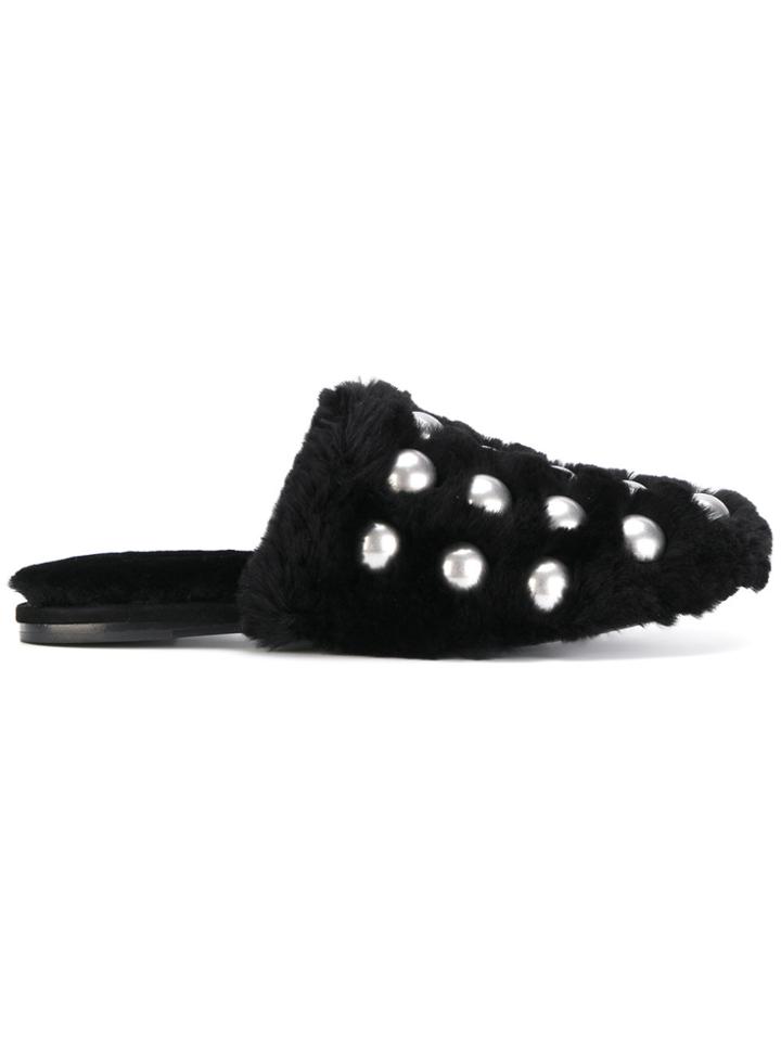 Alexander Wang Amelia Fur Slides - Black