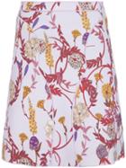 Giambattista Valli Floral Print Fitted Skirt, Women's, Size: 40, Pink/purple, Cotton/polyester/viscose