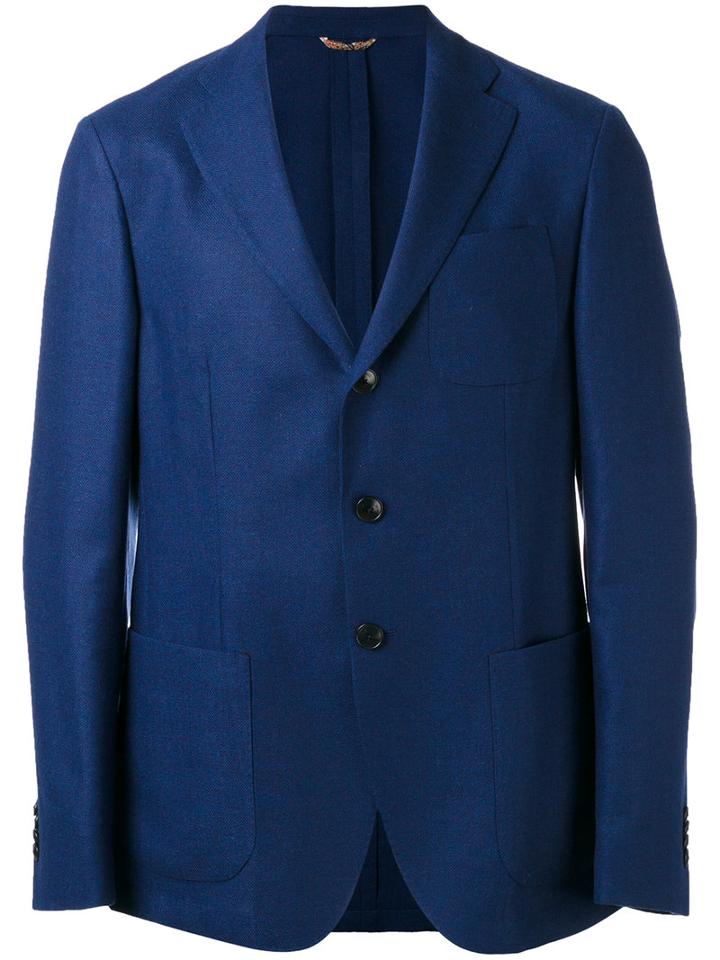 Etro - Three Button Blazer - Men - Silk/cashmere - 56, Blue, Silk/cashmere