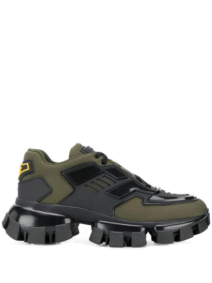 Prada Panelled Lace-up Sneakers - Green