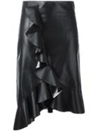Lanvin Ruffle Detail Skirt, Women's, Size: 38, Black, Lamb Skin/silk