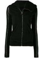 Rick Owens Drkshdw - Contrast Sleeve Zipped Hoodie - Women - Cotton/leather/polyamide - L, Black, Cotton/leather/polyamide