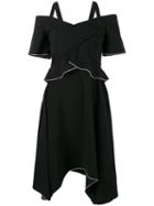 Proenza Schouler - Off-shoulder Asymmetric Dress - Women - Silk/acetate/viscose - 4, Women's, Black, Silk/acetate/viscose