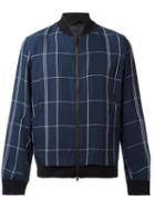 Theory Maxi Check Bomber Jacket, Men's, Size: Xl, Blue, Cotton/linen/flax/polyester/bemberg