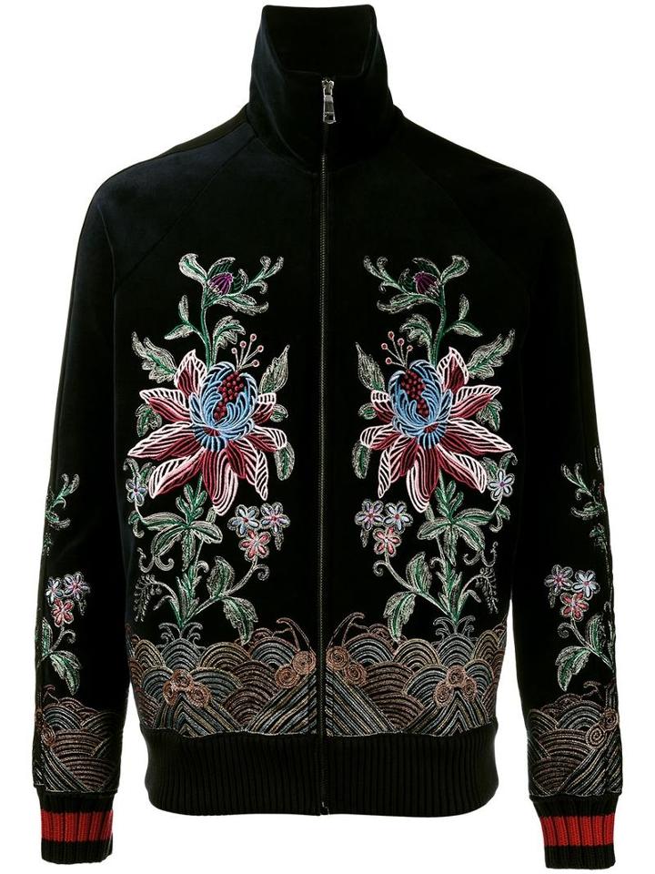 Gucci Embroidered Bomber Jacket, Men's, Size: Medium, Blue, Cotton/nylon/polyamide/cotton