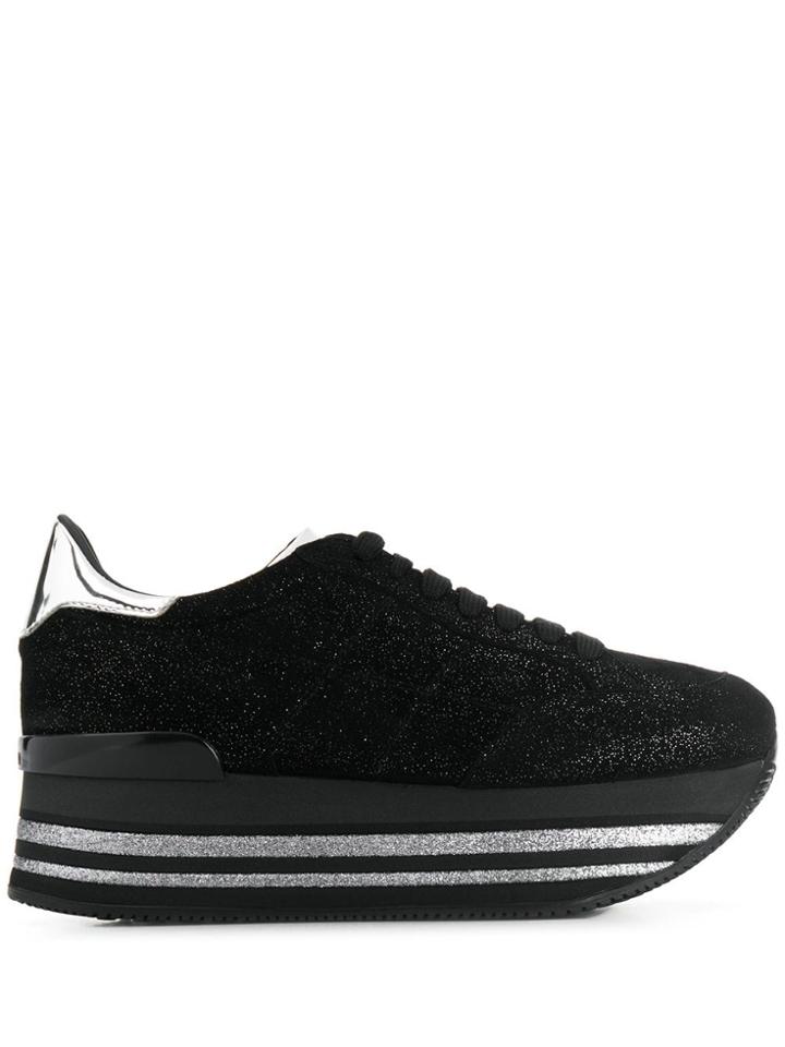 Hogan Glittered Flatform Sneakers - Black
