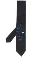 Alexander Mcqueen Flower Embroidery Tie - Black