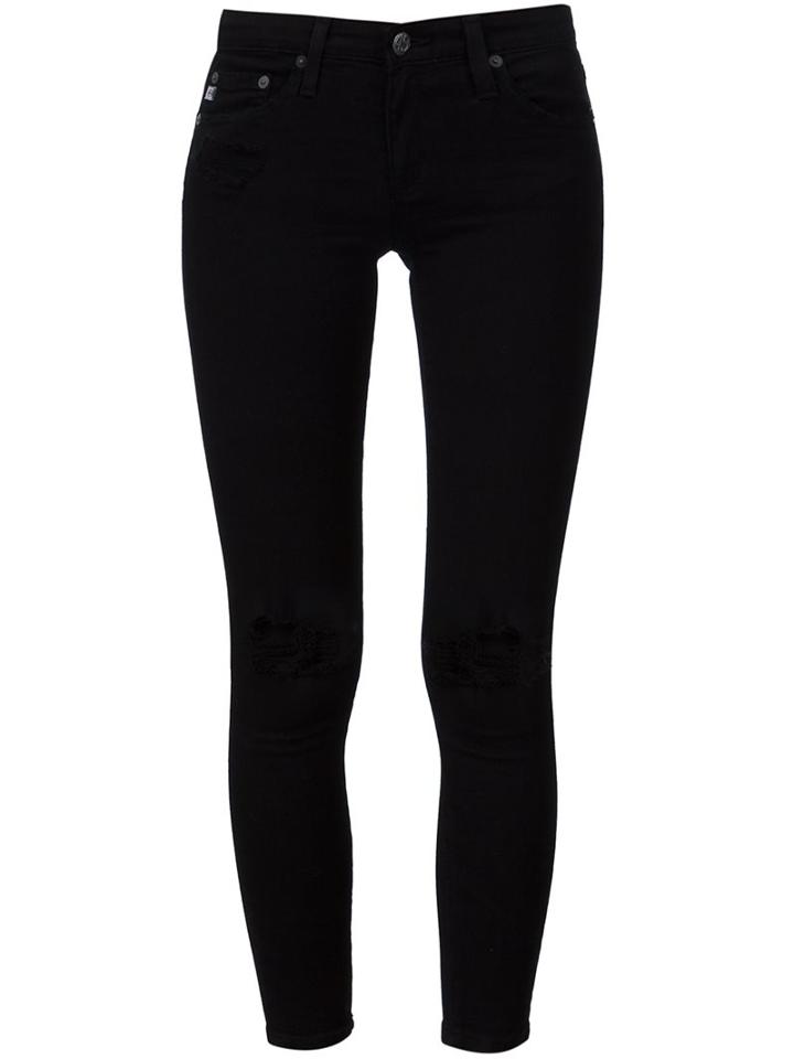 Ag Jeans Distressed Skinny Jeans, Women's, Size: 30, Black, Cotton/polyurethane