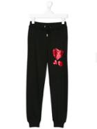 Philipp Plein Kids - Sequin Heart Jogging Trousers - Kids - Cotton/modal - 10 Yrs, Black