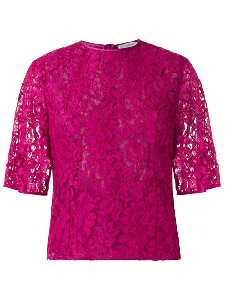 Martha Medeiros Lace Blouse, Women's, Size: 40, Pink/purple, Cotton