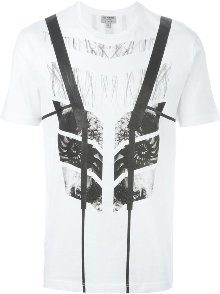 Les Hommes Urban Geometric Print T-shirt, Men's, Size: Xl, White, Cotton