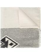 Voz Contrast Knitted Scarf - White