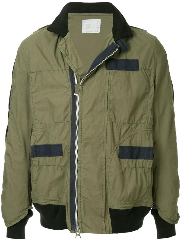Sacai Panelled Field Jacket - Green