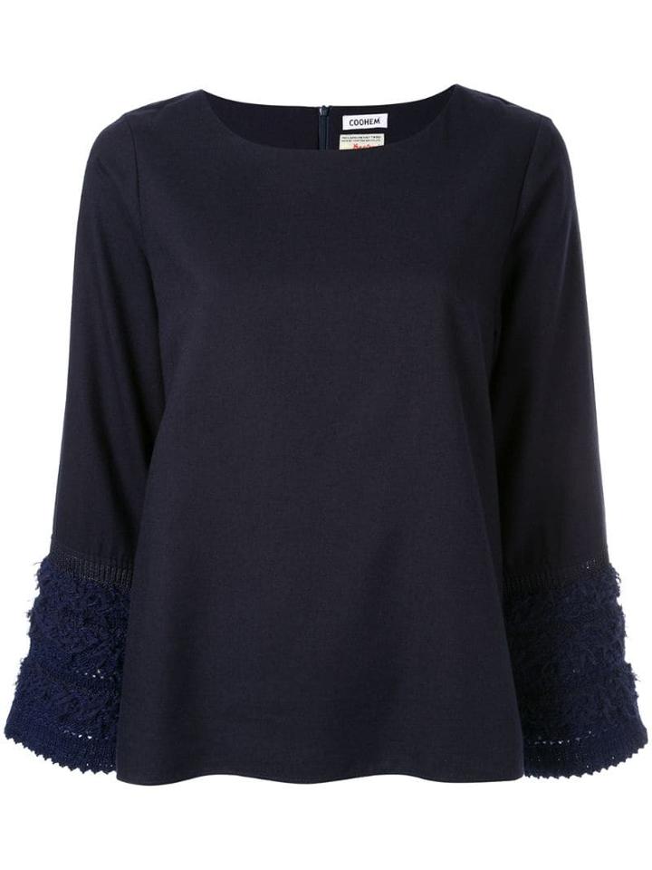 Coohem Tweed Sleeve Blouse - Blue