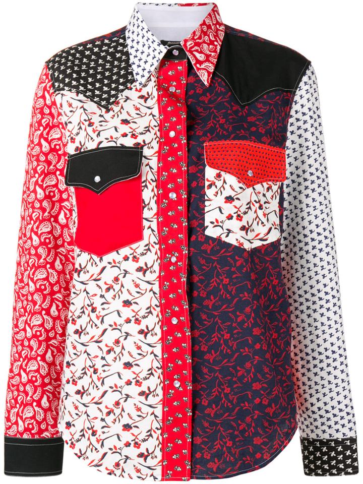 Calvin Klein 205w39nyc Patchwork Collared Shirt - Blue