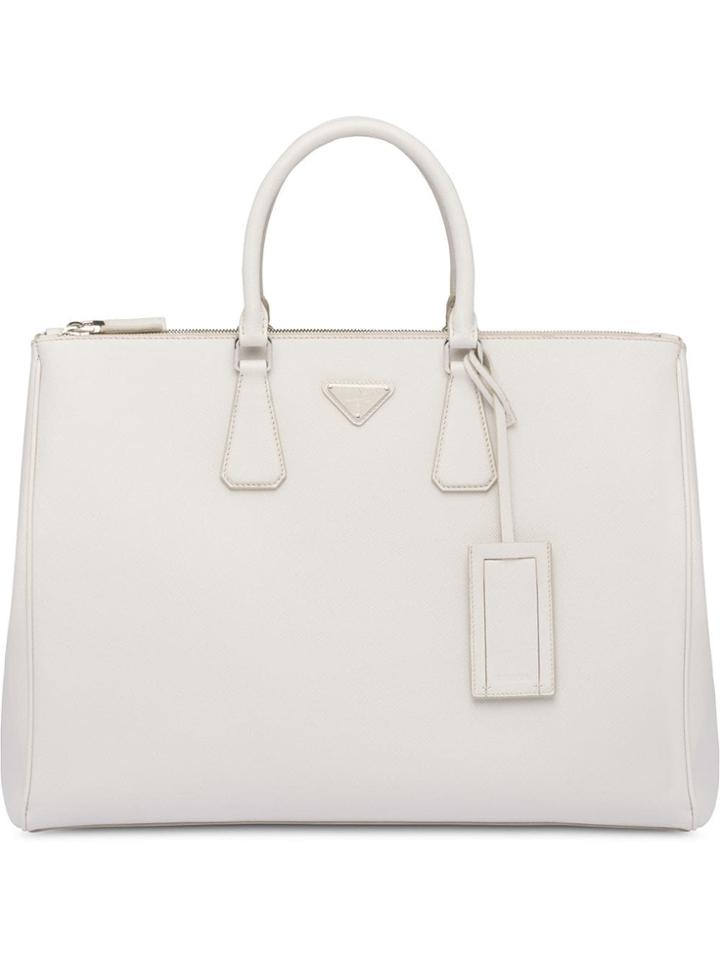 Prada Saffiano Leather Tote Bag - White