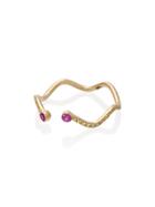 Sabine Getty 18k Yellow Gold Wiggly Snake Ring With Yellow And Pink