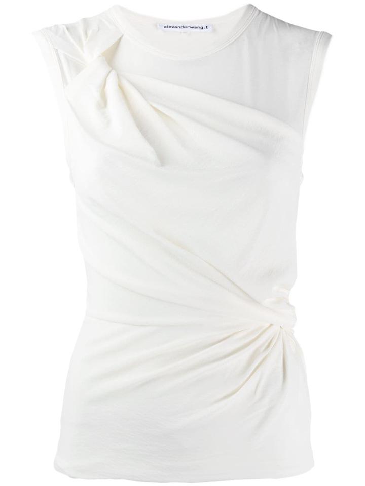 T By Alexander Wang Twisted Crepe Jersey Top - White