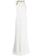 Alexander Mcqueen Crystal Embellished Crepe Dress - White