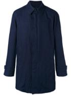 Giorgio Armani Single Breasted Coat, Men's, Size: 46, Blue, Cotton/linen/flax