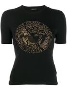 Versace Rhinestone Medusa Logo T-shirt - Black