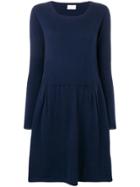 Allude Round Neck Sweater Dress - Blue