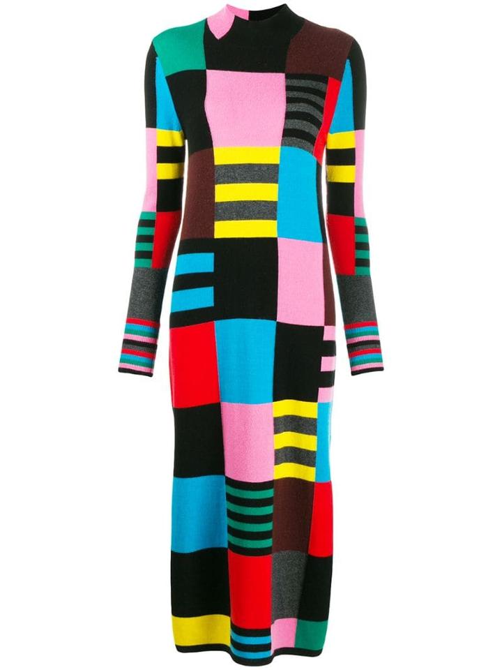 Chinti & Parker Geometric Intarsia Knitted Dress - Black