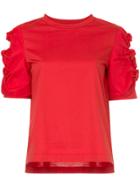Muveil Ruched Shoulder T-shirt - Red