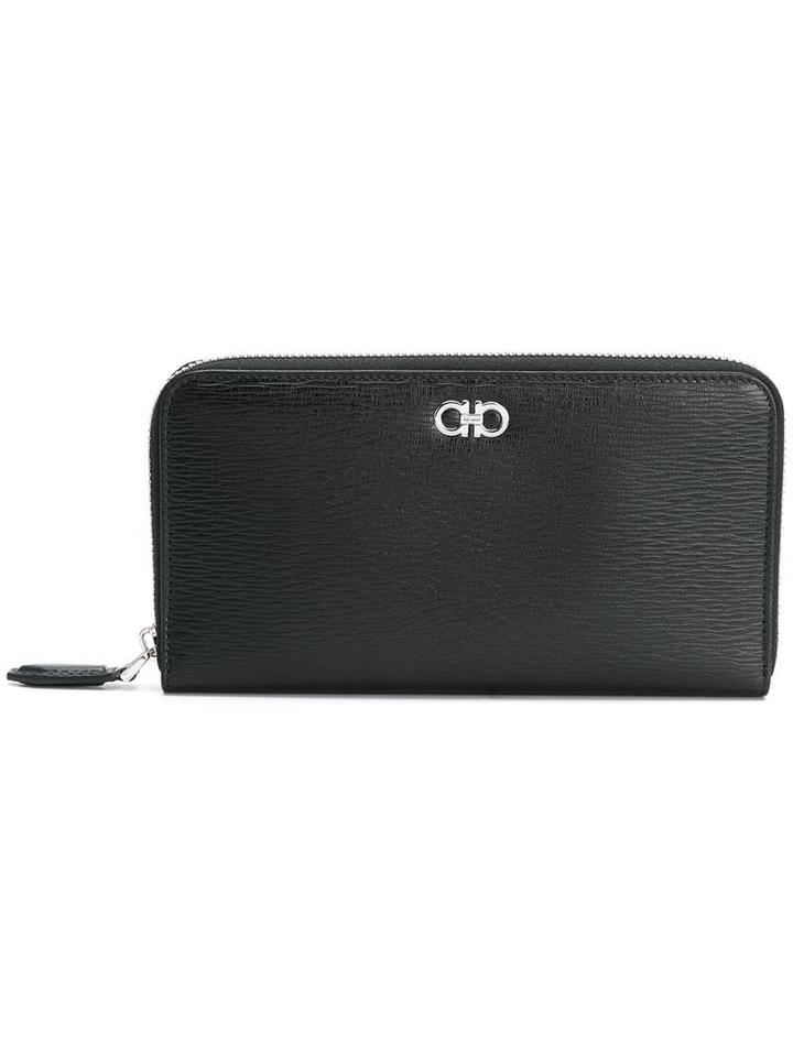 Salvatore Ferragamo All-around Zip Gancio Wallet - Black