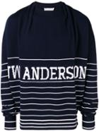 Jw Anderson Logo Intarsia-knit Sweater - Blue