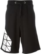 Giuliano Fujiwara Side Print Track Shorts, Men's, Size: L, Black, Cotton
