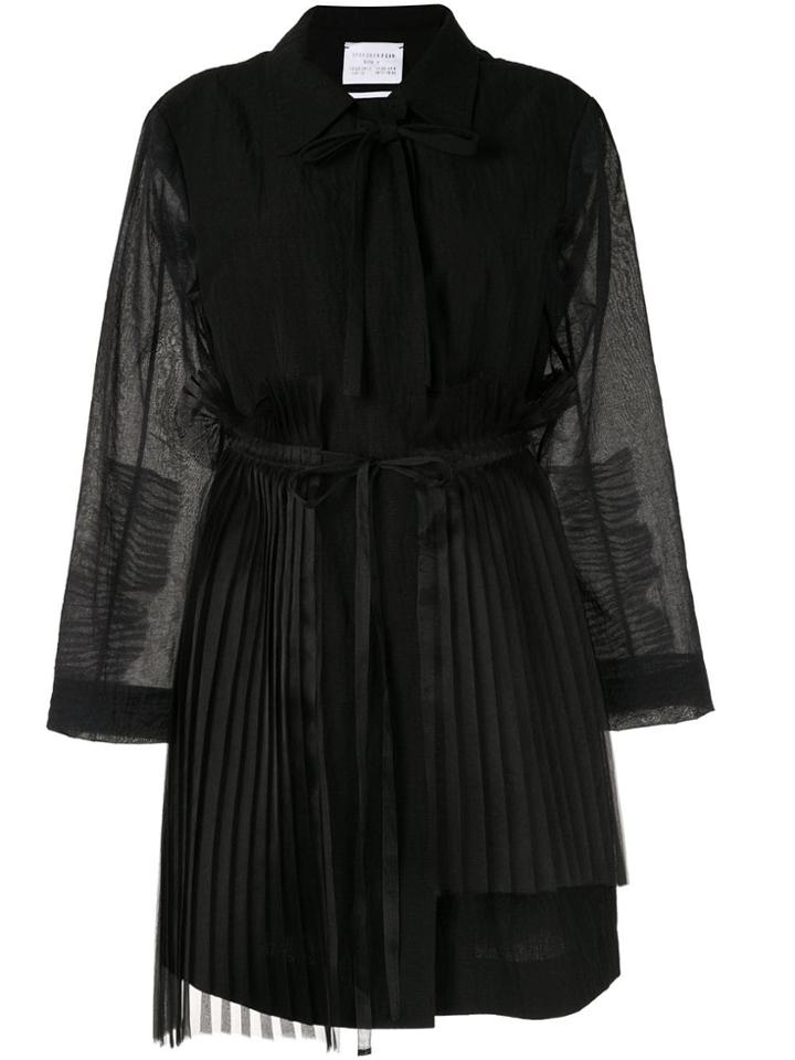 Shanshan Ruan Pleated Detail Coat - Black