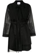 Shanshan Ruan Pleated Detail Coat - Black
